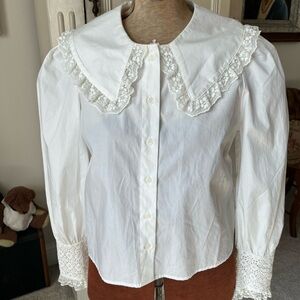 Forever 21 White Top with Lace Trim